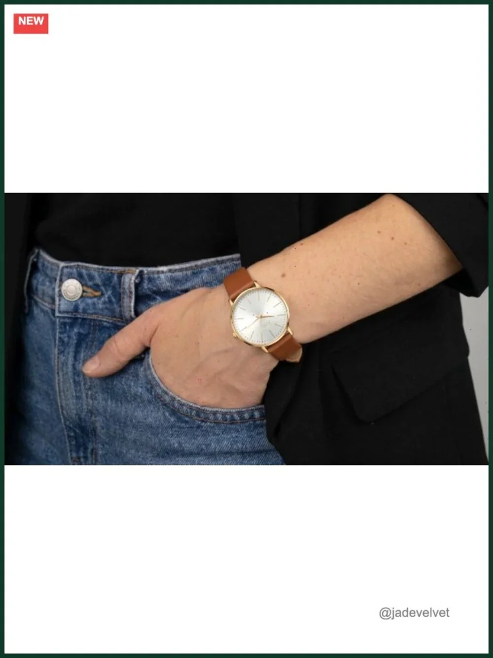 Women's Minimalist Analog Leather Quartz Watch - Large Face, Waterproof